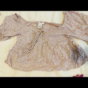 Urban Romantics,  Pink Crop Ruffle top, NWOT, Large